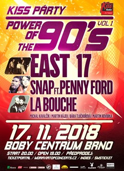 The Power of 90s: East 17, La Bouche, Snap! feat. Penny Ford- Brno -Boby Centrum, Sportovní 559/2, Brno