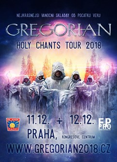 GREGORIAN - Holy Chants Tour 2018-koncert v Praze -Kongresové centrum, 5.května  1640/65, Praha