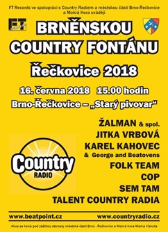 Brněnská Country fontána Řečkovice 2018- Žalman & Spol., Jitka Vrbová s Honzou Frühwirtem, Karel Kahovec s G&B a další- Brno -Amfiteátr 