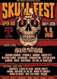 Skull Fest 2018- žánry Hardcore - Metalcore - Deathcoce - Beatdown- Nový Jičín -Areál Čertův Mlýn, Čertův Mlýn , Nový Jičín