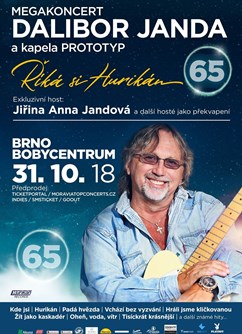 Dalibor Janda a Prototyp 65: Říká si Hurikán- koncert v Brně -Boby Centrum, Sportovní 559/2, Brno