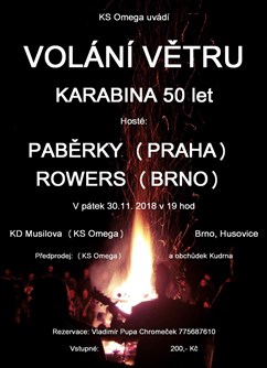 Volání větru – Karabina – 50 let- koncert v Brně -Musilka, Musilova 2a, Brno