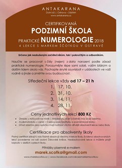 Podzimní škola praktické numerologie 1 v Ostravě- Ostrava -Centrum Antakarana, Dolní 65, Ostrava