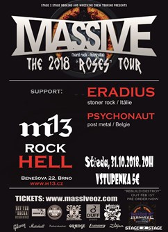 Massive Austrálie - Eradius Itálie - Psychonaut Belgie- Brno -m13 rock & pub, Za divadlem 2, Brno