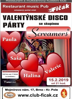 Valentýnské Disco Párty se Screamers v klubu Fičák- Brno -Oldies music club FIČÁK, Mojmírovo nám. 17, Brno