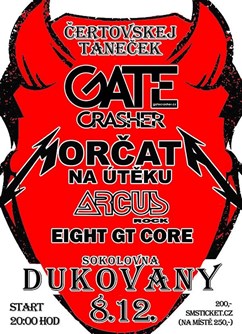 Čertovskej taneček s GATE Crasher a Morčata na útěku- koncert Dukovany -Kino Dukovany, Dukovany 167, Dukovany