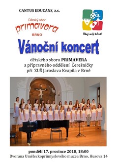 Vánoční koncert dětského sboru Primavera Brno- Brno -Dvorana Uměleckoprůmyslového muzea, Husova 14, Brno