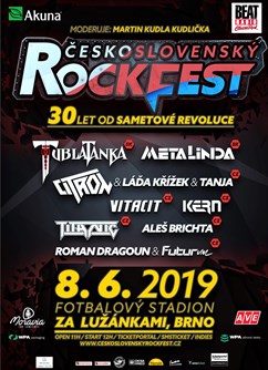 Československý Rockfest- Brno- Tublatanka, Metalinda , Citron a Láďa Křížek a Tanja, Vitacit, Kern, Titanic, Aleš Brichta a další -Stadion za Lužánkami, Drobného, Brno