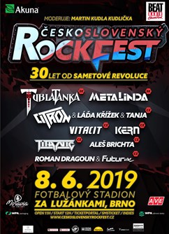 Československý Rockfest- festival Brno- Tublatanka, Metalinda , Citron a Láďa Křížek a Tanja, Vitacit, Kern, Titanic, Aleš Brichta a další -Stadion za Lužánkami, Drobného, Brno