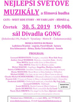 Nejlepší světové muzikály a filmová hudba- Praha -Divadlo Gong, Sokolovská 191, Praha