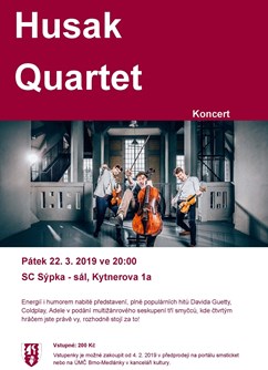 Husak quartet- koncert  v Brně -Společenské centrum Sýpka, Kytnerova 1, Brno