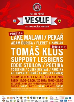 Vesuf Fiat festival 2019- Velenov- Pekař, Fleret, Kamelot, Tomáš Klus, Support Lesbiens -Kemp Suchý, Suchý 99, Velenov