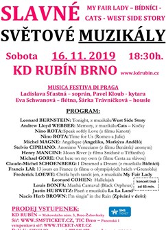 Slavné světové muzikály- Brno -KD Rubín, Makovského náměstí , Brno Slavné světové muzikály- Brno -KD Rubín, Makovského náměstí , Brno
