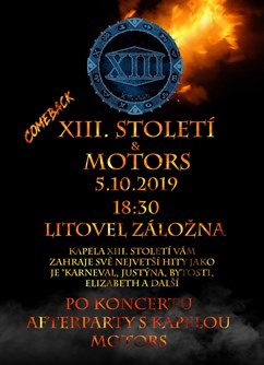 XIII.Století a Motors rock- koncert Litovel -Záložna, Náměstí Př.Otakara 762/6, Litovel