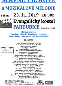 Slavné filmové a muzikálové melodie- Pardubice -Evangelický kostel , Hronovická 492/25, Pardubice
