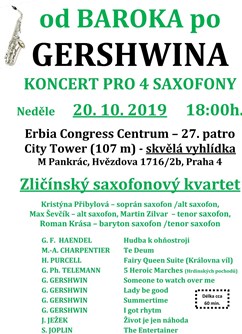 Od baroka po Gershwina. Koncert na vyhlídce.- Praha -Erbia Congress Centrum, Hvězdova 1716/2b, City Tower, 27.patro, Praha
