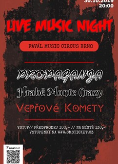 Live Music Night na Favále- Brno -Favál music circus, Křížkovského 416/22, Brno Live Music Night na Favále- Brno -Favál music circus, Křížkovského 416/22, Brno