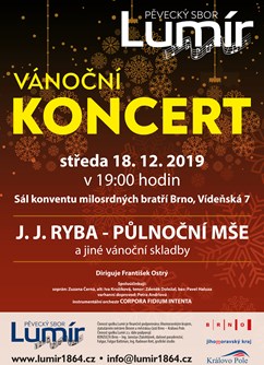 Velký vánoční koncert pěveckého sboru Lumír 2019- Brno -Konvent Milosrdných bratří, Vídeňská 7, Brno