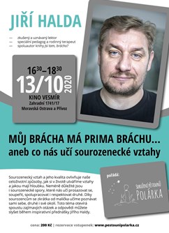 Přednáška Jiřího Haldy - Můj brácha má prima bráchu...- Ostrava -Kino Vesmír, Zahradní 1741/17, Ostrava