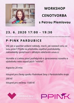 Cenotvorba s Petrou Plemlovou - Pardubice -Pardubický podnikatelský inkubátor P-PINK, nám. Republiky 2686, Pardubice