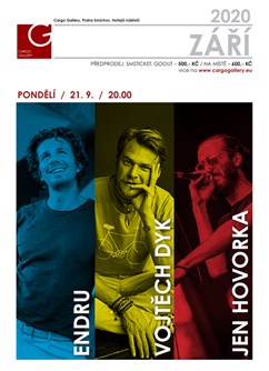 Endru & Vojtěch Dyk & JeN Hovorka na lodi- Praha -Cargo Gallery - Smíchovská náplavka, Hořejší nábřeží, Praha