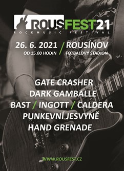 RousFest21- festival Rousínov- DARK GAMBALLE, GATE CRASHER, INGOTT, HAND GRENADE, BAST, CALDERA, PUNKEVNÍ JESVYNĚ -Fotbalový stadion, U stadionu, Rousínov