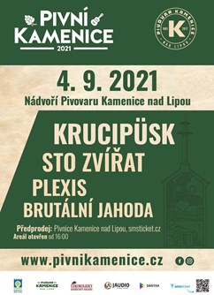 Pivní Kamenice 2021- festival Kamenice nad Lipou- Krucipusk, Sto Zvířat, Plexis, Brutální Jahoda -Pivovar Kamenice, Československé Armády 2, Kamenice nad Lipou