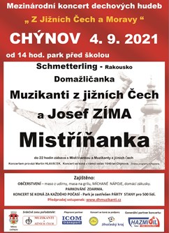 Mezinárodní koncert dechových hudeb Z jižních Čech a Moravy- Chýnov -Chýnov, Gabrielovo náměstí 16, Chýnov
