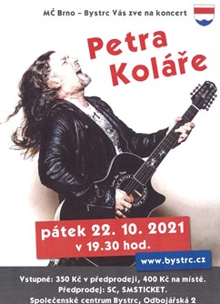 Petr Kolář- koncert v Brně -Společenské centrum Bystrc, Odbojářská 2, Brno