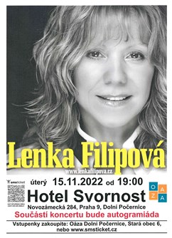 Koncert Lenky Filipové- Praha -Hotel Svornost, Novozámecká 284, Praha