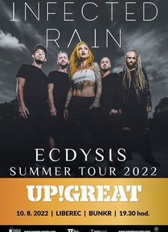 Koncert Infected Rain a Up!Great- Liberec- Ecdysis Summer Tour 2022 -Bunkr Rock Club, Tržní Náměstí, Liberec