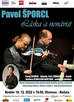 Pavel Šporcl - Láska a nenávist- koncert v Olomouci -Reduta, Horní náměstí 23, Olomouc