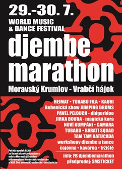 Festival Djembe Marathon 2022- Moravský Krumlov-  HEIMAT, TUBABU FILA, KAURI, JUMPING DRUMS a další -Vrabčí hájek, Tiskárenská, Moravský Krumlov