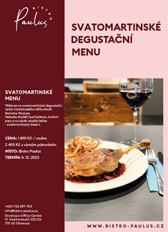 Degustační večer s Romanem Paulusem - Svatomartinské menu- Olomouc -Bistro Paulus, tř. Kosmonautů 1221/2a, Olomouc