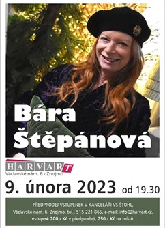 Beseda s Bárou Štěpánovou- Znojmo -Klub Harvart, Václavské nám. 132/6, Znojmo