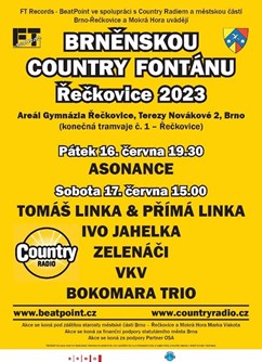 Koncert Asonance- Brno- Brněnská Country fontána Řečkovice 2023 -Areál Gymnázia Řečkovice, Terezy Novákové 2, Brno