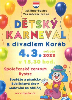 Dětský karneval- Brno -Společenské centrum Bystrc, Odbojářská 2, Brno