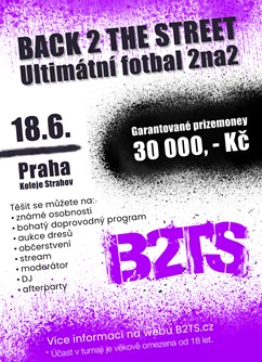 Back 2 the Street - Ultimátní fotbalový turnaj 2na2- Praha -Koleje Strahov - Blok 2, Chaloupeckého 13, Praha