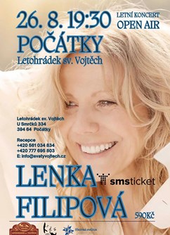 Lenka Filipová letní Open Air koncert- Počátky -Letohrádek sv. Vojtěch, U Smrčků 334, Počátky