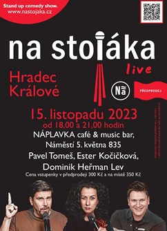 NA STOJÁKA live / Tomeš, Kočičková, Lév- Hradec Králové -NáPLAVKA café & music bar, Náměstí 5.května 835, Hradec Králové