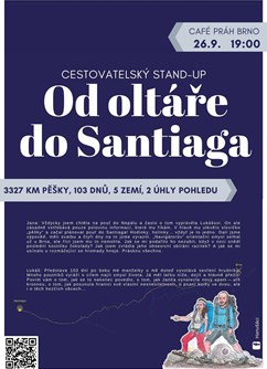 3327km pěšky z pohledu muže a ženy (Od oltáře do Santiaga)- Brno -Café Práh, Ve Vaňkovce 1, Brno