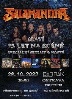 Salamandra 25let na scéně! +Speciální hosté - Ostrava -BARRÁK music club, Fügnerova 595/1, Ostrava