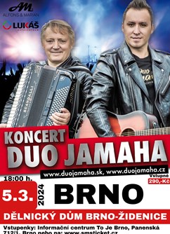 Koncert DUO JAMAHA Brno-Židenice- Brno -Dělnický dům, Jamborova 65, Brno