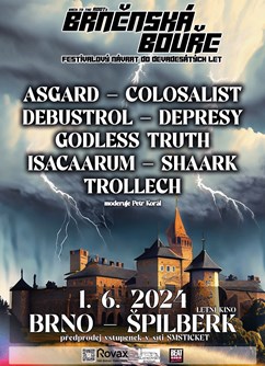 Brněnská Bouře 2024- festival Brno- Debustrol, Asgard, Colosalist, Depresy, Godless Truth a další -Letní kino Špilberk, Špilberk 210/1, Brno
