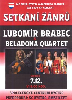 Lubomír Brabec a Beladona Quartet- Brno -Společenské centrum Bystrc, Odbojářská 2, Brno