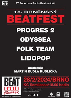 Koncert PROGRES 2, ODYSSEA, FOLK TEAM, LIDOPOP- 15. Brněnský Beatfest- Brno -KC Semilasso, Palackého třída 126, Brno