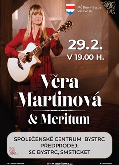 Věra Martinová a Meritum- koncert v Brně -Společenské centrum Bystrc, Odbojářská 2, Brno