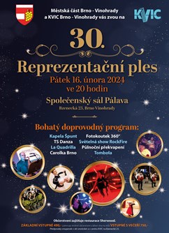 30. Reprezentační ples Městské části Brno - Vinohrady- Brno -Kulturní sál PÁLAVA, Bzenecká 23, Brno
