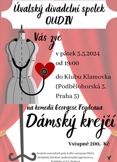 Divadelní představení Dámský krejčí- Praha -Klamovka, Podbělohorská , Praha