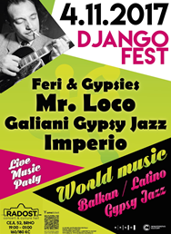 Django Fest 16.ročník / Gypsy Jazz & Balkan & Latino LIVE